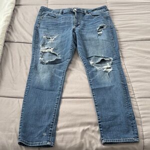American Eagle Outfitters Super Stretch High Rise Jegging 14 short deconstructed